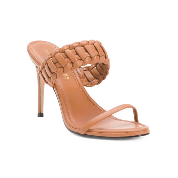 PAULA TORRES Caramel Handmade In Brazil Leather Heeled Francesca Mules - Picture 1 of 2